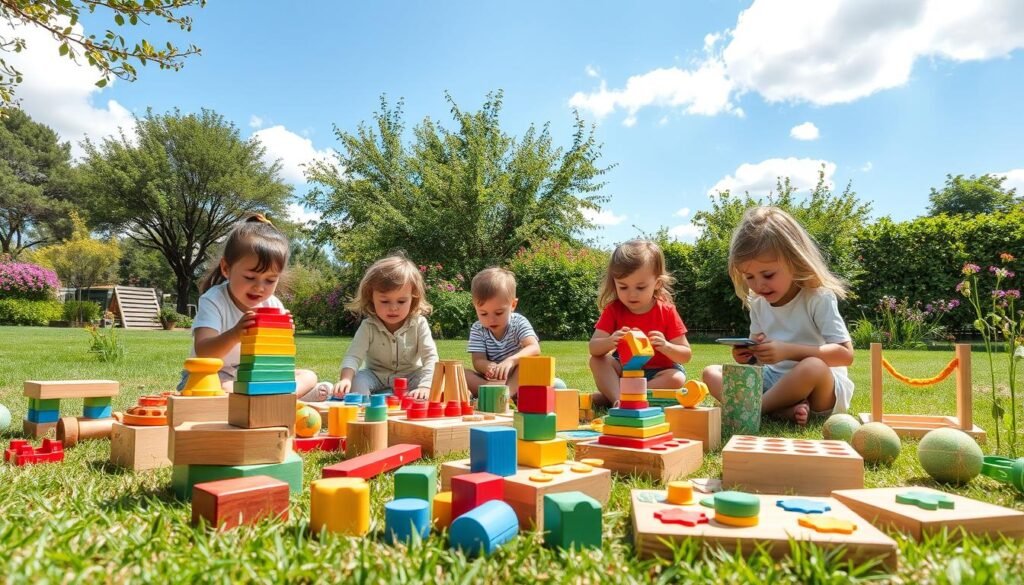 actividades al aire libre con juguetes Montessori