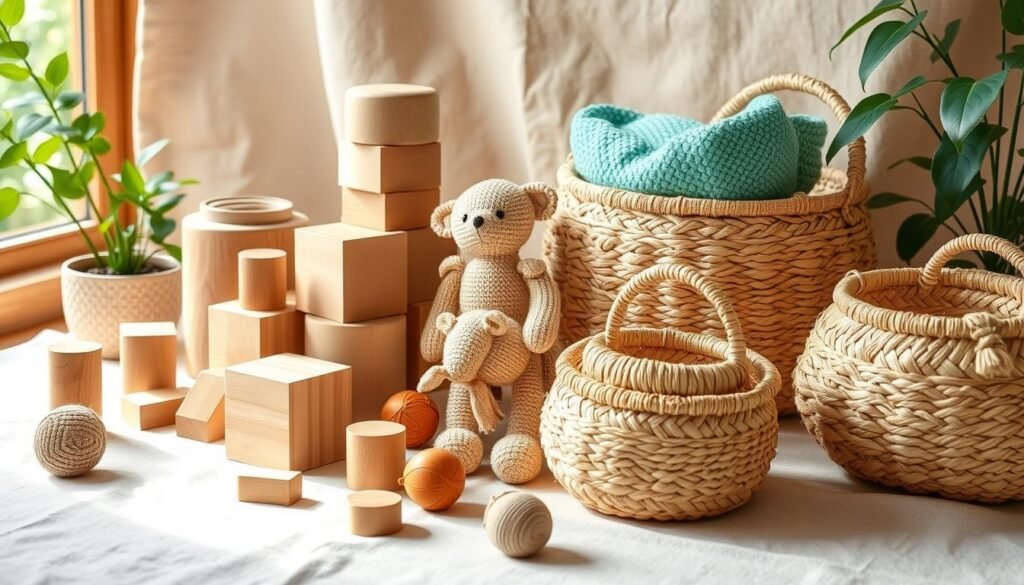 materiales naturales en juguetes Montessori